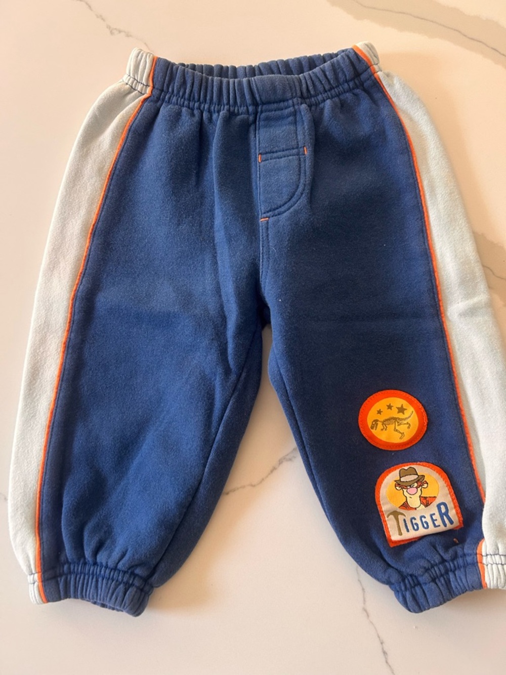 Vintage Y2K Pooh  Kids Navy Blue Tigger Fleece Jogger Pants 12m